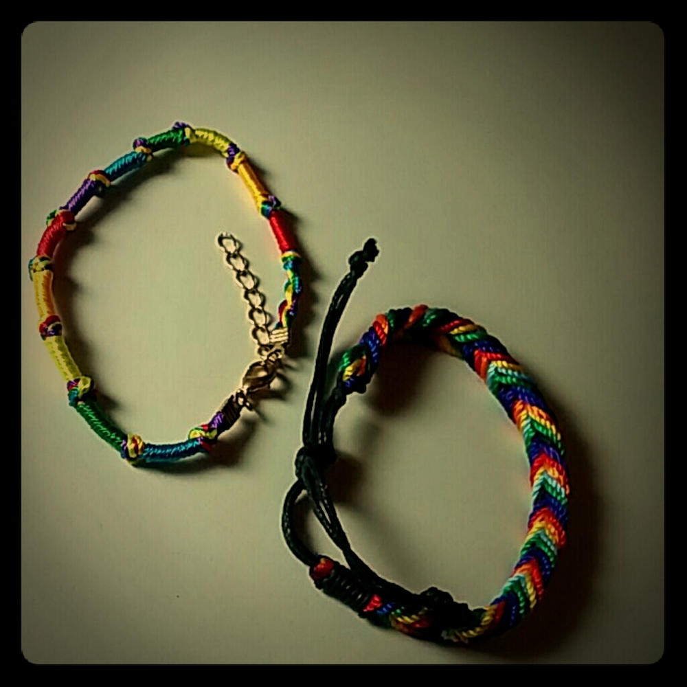 Multi color hippie pair of bracelets